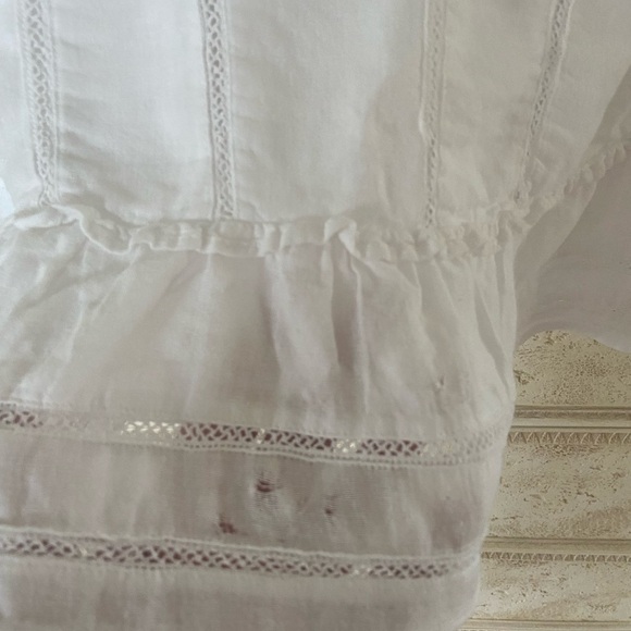 Rails Mira White Linen Blend Open-Embroidered Ruffled-Trim Top Size S - Picture 8 of 8